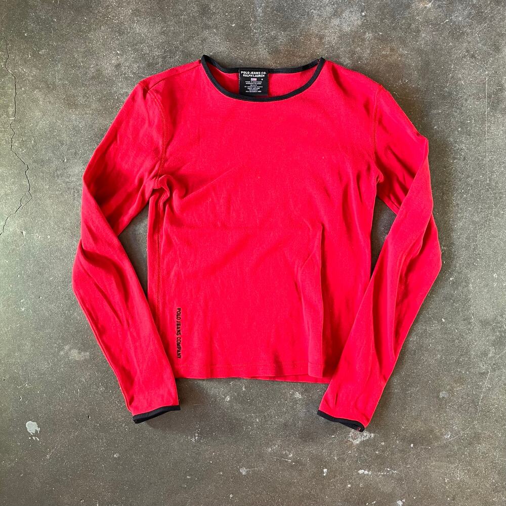 Casual Ralph Lauren polo jeans Co. red/black longsleeve kids shirt boys small